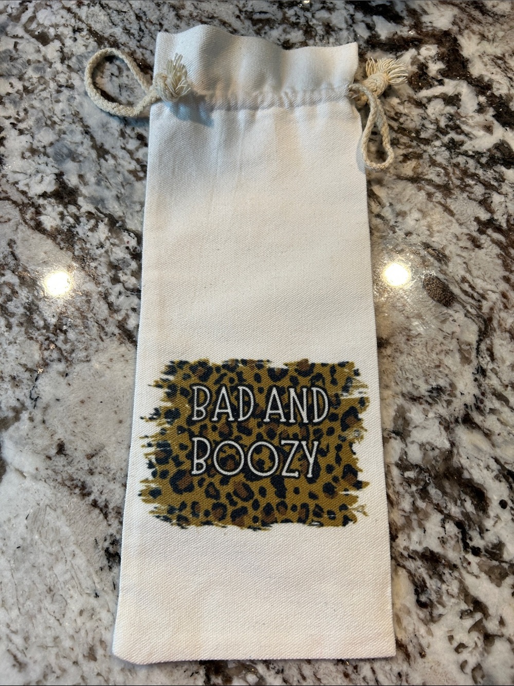 Bad and Boozy Leopard Wine Bag - Cream